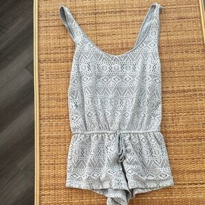 Pins & Needles Light Gray Crochet Romper